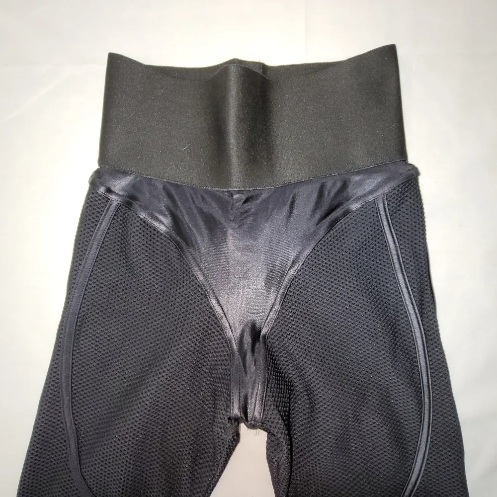 Black Waffle Weave Full Length High-rise Leggings Women's Size Medium - Picture 3 of 11